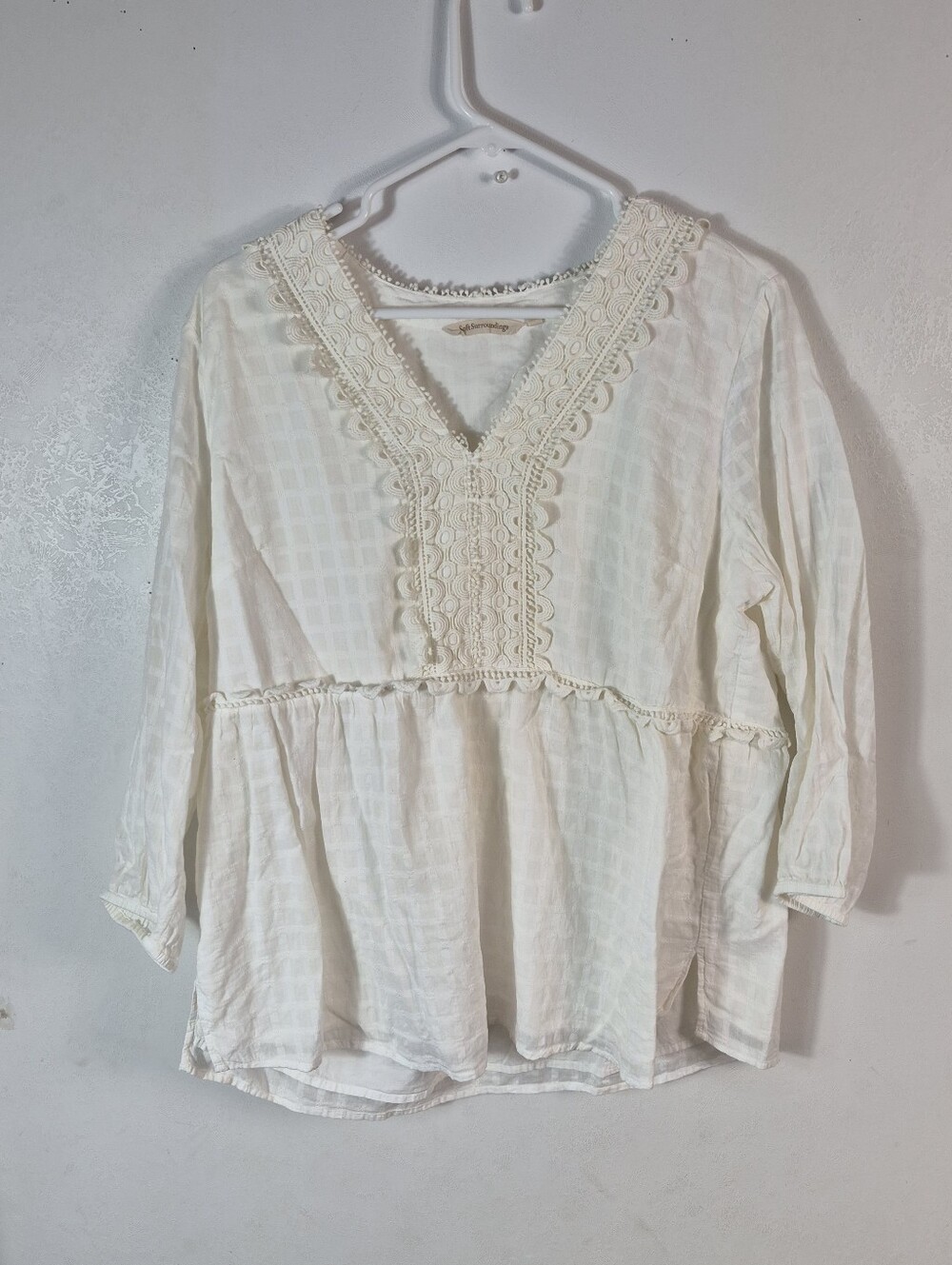 Soft Surroundings White Cream Top Size Large